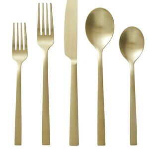 Better Homes & Gardens River 20-Piece Gold Stainless Steel Flatware Set with Han